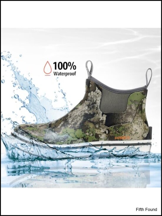 Men\'s Deck Rain Boots Fishing Booties Waterproof Ankle Rain Boots High Traction